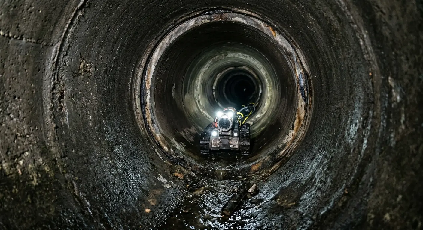 Robotic sewer camera inspecting pipe interior for Sewer Line Repair in South Fayette